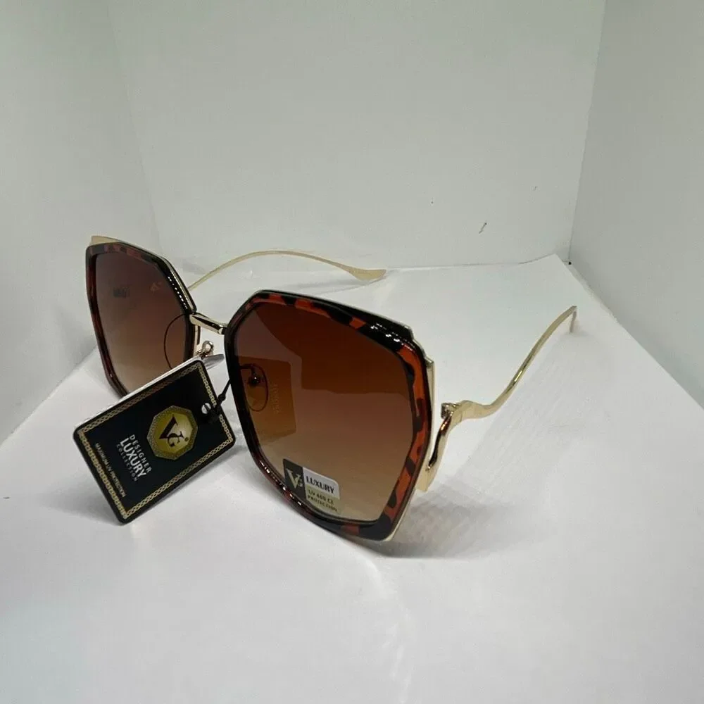 VG Tortoise Luxury Geometric Oversized Fashion Sunglasses UV400 Designer Style N
